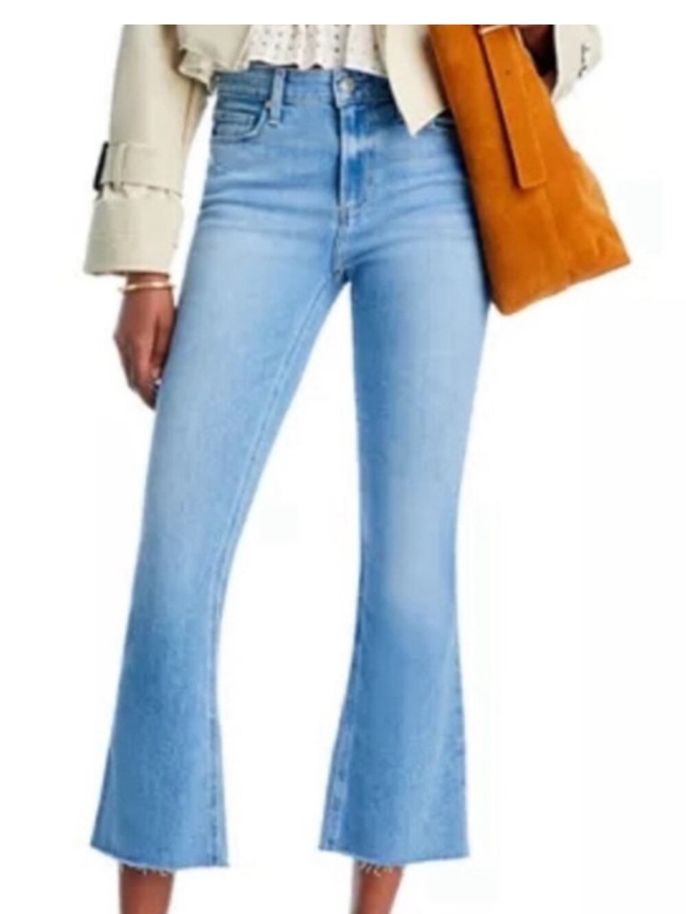 PAIGE Light Blue Flare crop Jeans